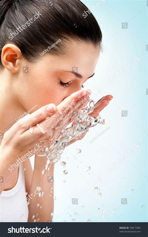 Healthy Woman Washing Her Face Stock Photo 75811504 Shutterstock