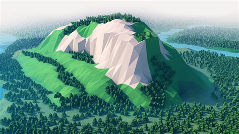 1920x1080 Mountains Trees Forest 3d Minimalism 1080p Laptop Full Hd