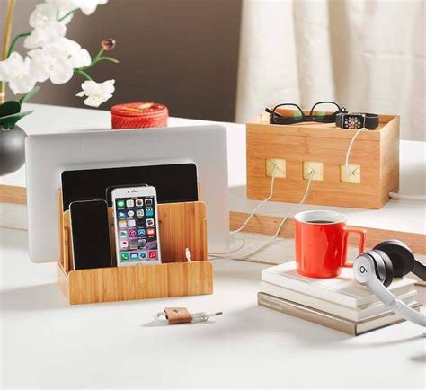 Eco Bamboo Multi Device Charging Station Dock And Organizer Earthclub