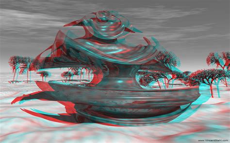 Round Brown Sculpture 3d Stereo Anaglyph Image Red Cyan Mono