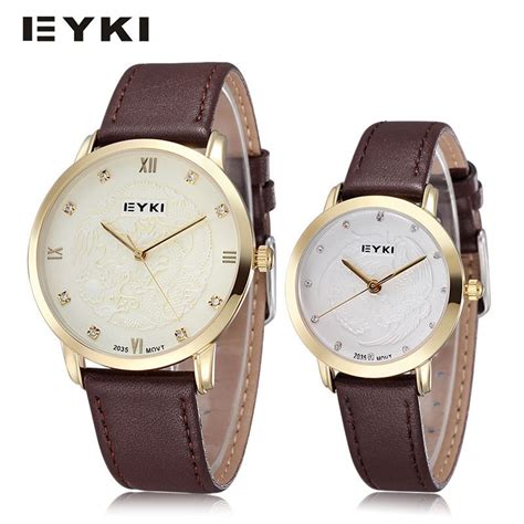 New Eyki Brand Lovers Wristwatch Leather Strpa Watches Men Women