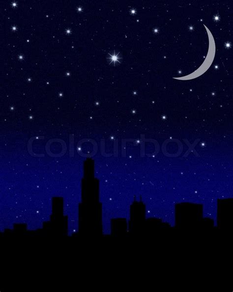 Crescent Moon And Black Starry Sky Stock Photo Colourbox