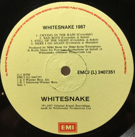 Whitesnake 1987 1987 Vinyl Discogs