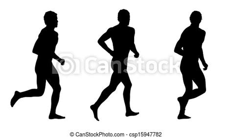 Hombre Corriendo Siluetas Set 3 Un Joven Corriendo Descalzo Con