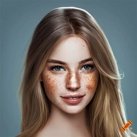 Beautiful Young Woman Delicate Freckles Radiant Smile Blonde Hair On Craiyon