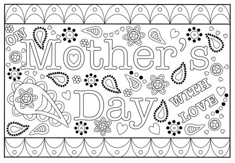 Colouring Mothers Day Card Free Printable Template