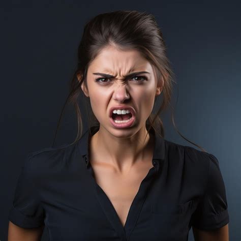 Premium Ai Image Angry Woman With Angry Expression On Dark Background
