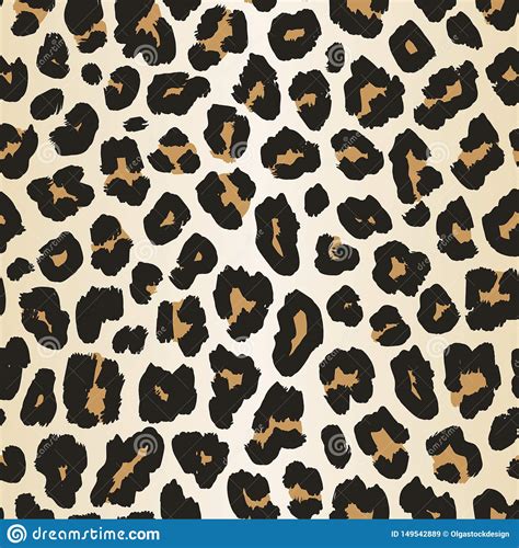 Leopard Print Pattern Vector Seamless Background Realistic Animal