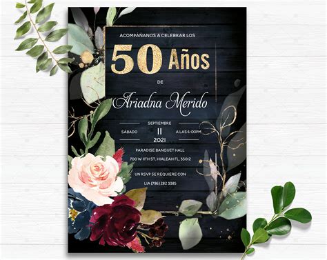 Invitación De 50 Años Mujer Spanish 50th Birthday Invitation Etsy Ireland