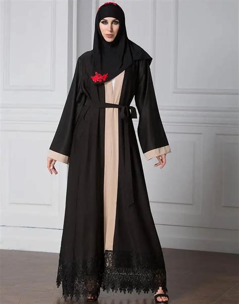 Fashion Embroidery Flower Lace Muslim Robes Musulmane Turkish Abaya