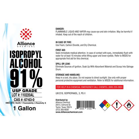Isopropyl Alcohol 91 Usp Nf Medical Grade Concentrated Rubbing Alcohol