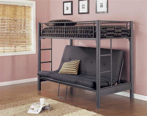 Appealing Ikea Futon Loft Bed With Comfortable Dark Gray Sofa