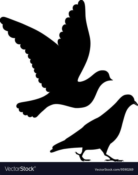 Going Flying Pigeons Black Silhouette Royalty Free Vector