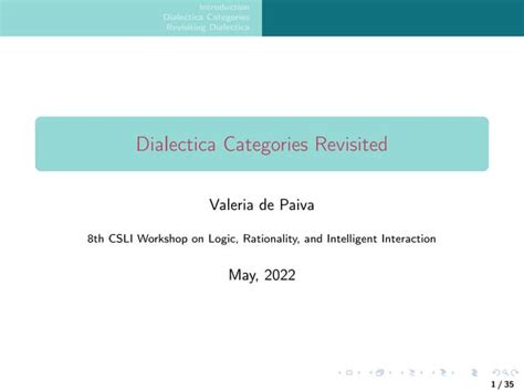 Dialectica Categories Revisited Ppt