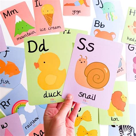 Colourful Alphabet Flashcards For Children Printable Pdf Download Abc