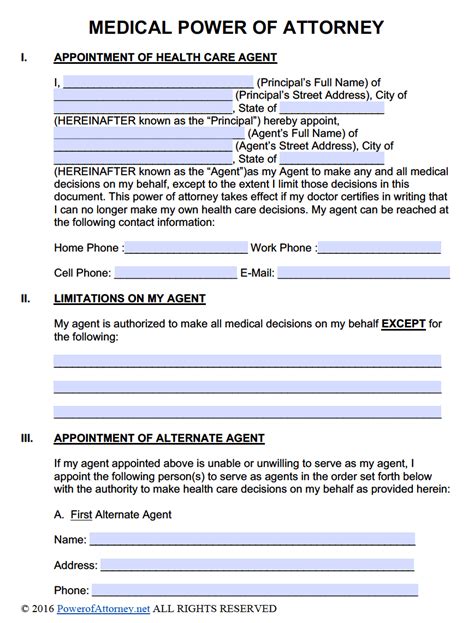 Lease agreement, tax forms, rental application, waivers Medical Power of Attorney Forms | PDF Templates - Power of Attorney : Power of Attorney