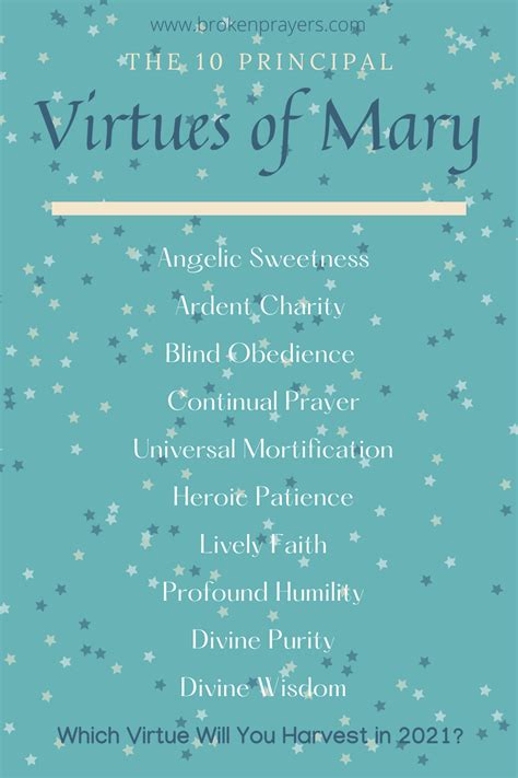 Virtues Of The Virgin Mary Christian Virtues Blessed Mother Mary