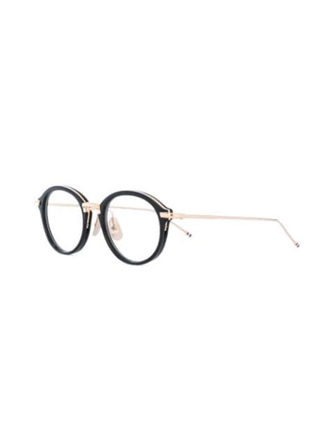 Shop Thom Browne Eyewear Black And Shiny 18k Gold Optical Glasses With Express Delivery Farfetch