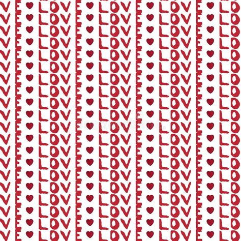 Seamless Pattern With Hearts And Hand Drawn Love Lettering Romantic