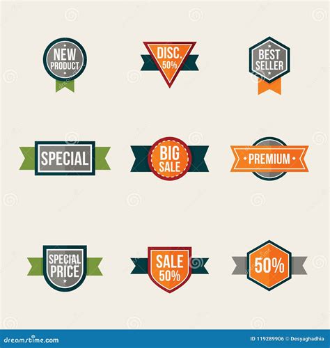 Set Of Promo Labels Isolated Sale Seals And Stickers Stock Vector