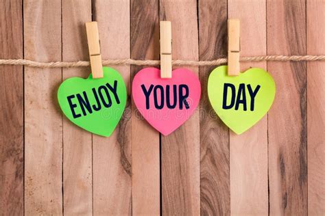 Enjoy Your Day Heart Shaped Note Stock Image Image Of Confident