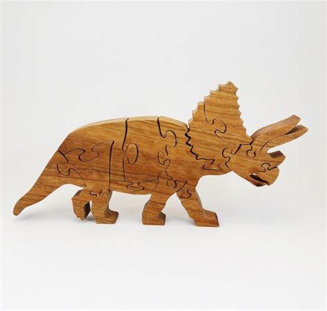 Wooden Triceratops Puzzle Etsy Scroll Saw Dinosaur Puzzles Scroll