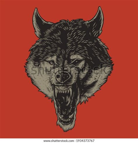 Detailed Angry Wolf Head Illustration Stock Vector Royalty Free