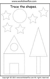 Tracing – Shape Tracing – Preschool / FREE Printable Worksheets