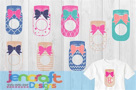Download Mason Jar SVG Bow SVG Monogram Frames SVG EPS Png DXf (116530) | SVGs | Design Bundles