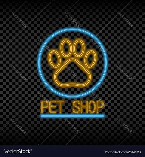 Neon Light Sign Pet Shop Royalty Free Vector Image