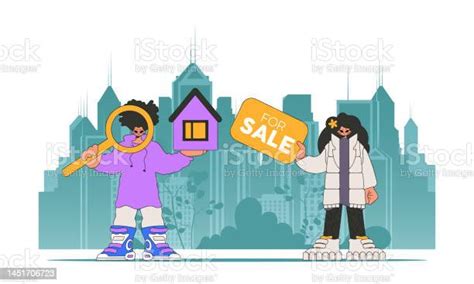 The Concept Real Estate Home Property Guy And Girl Real Estate Agent
