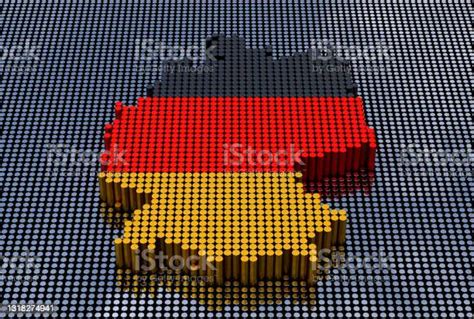 Pixel Art Style Germany Map With Germany Flag Colors 3d Rendering Stock