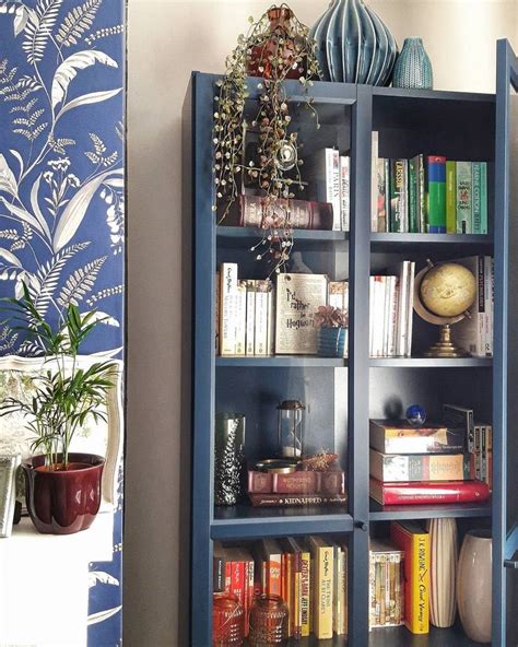 Navy Blue Ikea Billy Bookcase With Glass Doors Bookcase With Glass
