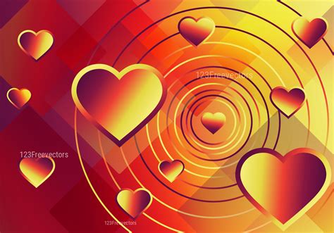 Red Purple And Yellow Heart Background Vector Graphic