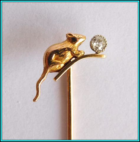 18k Gold French Hallmarked Hat Stick Pin Tie Pin Lapel Pin Wdiamond