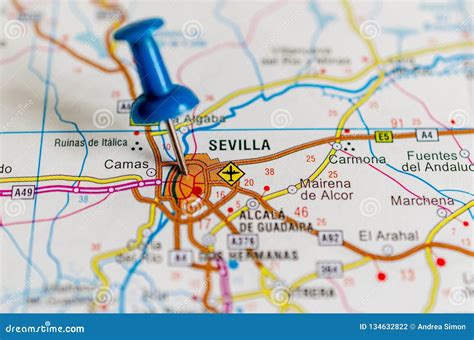 Seville On Map Stock Photo Image Of Borders Highway 134632822