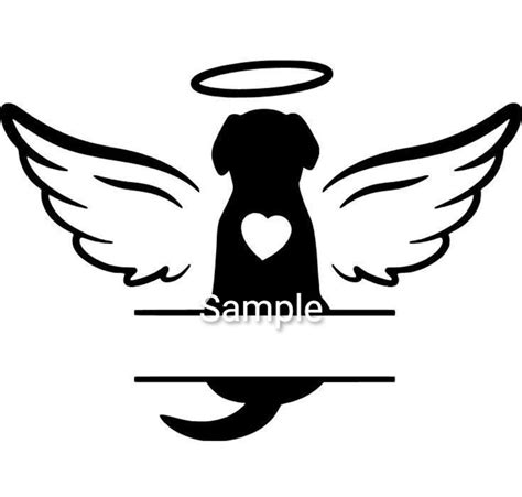 Angel Dog With Space For Personalization Clipart Silhouette Etsy
