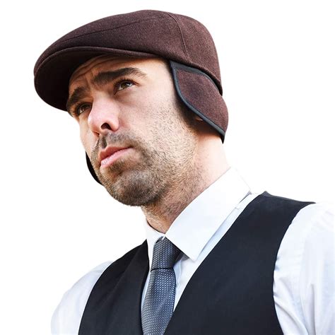 Newsboy Cap For Men Brown Flat Cap Ivy Hat Wool Blend Mens Caps