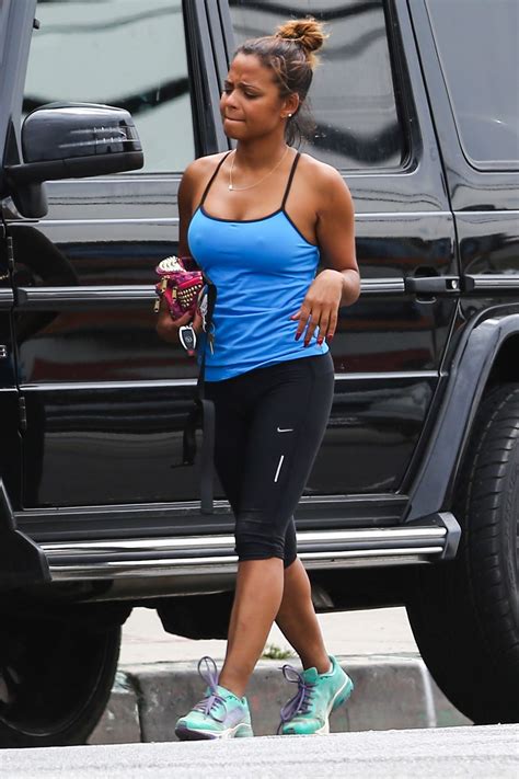 Christina Milian In Tights Outside A Gym In Sherman Oaks July 2014