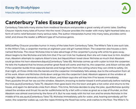 Canterbury Tales Essay Example