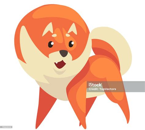 Lucu Lucu Pomeranian Spitz Pet Dog Kartun Karakter Vektor Ilustrasi