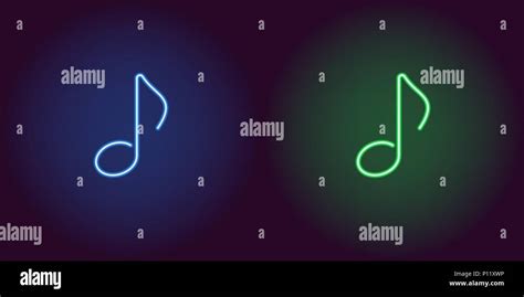 Neon Icon Of Blue And Green Musical Note Vector Illustration Of Neon