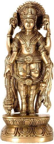 Four Armed Standing Vishnu Brass Sculpture Amazonca Home