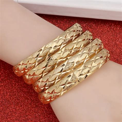 24k gold bangle for women gold dubai bride wedding ethiopian bracelet africa bangle arab jewelry