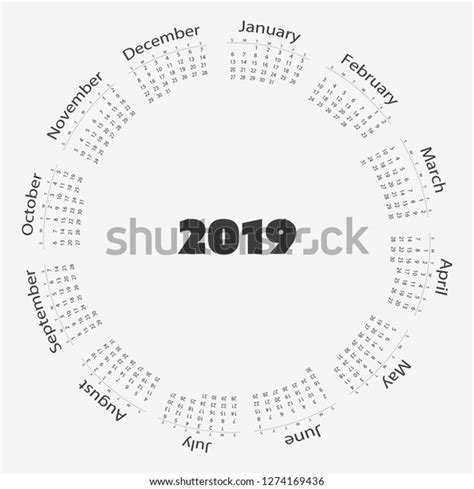 Simple 2019 Calendar Vector Print Template Stock Vector Royalty Free