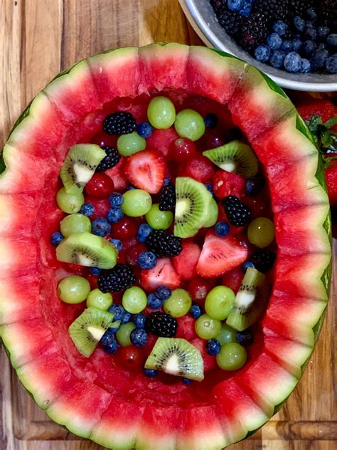 Easy Carved Watermelon Bowl With Fruit Salad Is Fun And Festive For Any