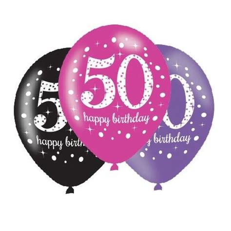 Pink Sparkle 50th Birthday Latex Party Balloons