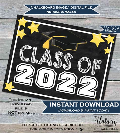 Class Of 2022 Sign Class Of 2022 Chalkboard Graduation Starting High S