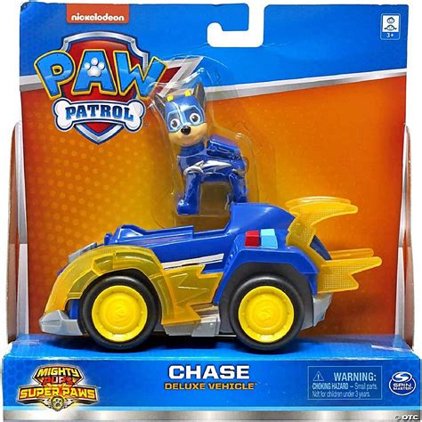 Paw Patrol Mighty Pups Super Paws Deluxe Vehicle With Collectible Figure Chase Oriental Trading