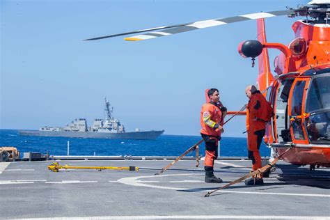 Us Navy And Us Coast Guard Operate Together In The Aegean Sea Us